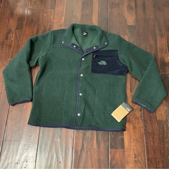 NWT The North Face Sherpa Jacket Men’s XL Green And Navy Blue Corduroy Pocket - Picture 1 of 7